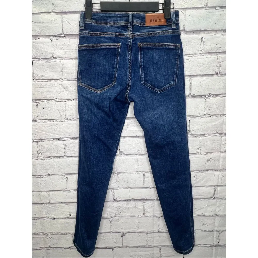Sezane Denim Womens Blue Denim Stretch Mid-Rise Ankle Jeans Dark Wash Size 28
